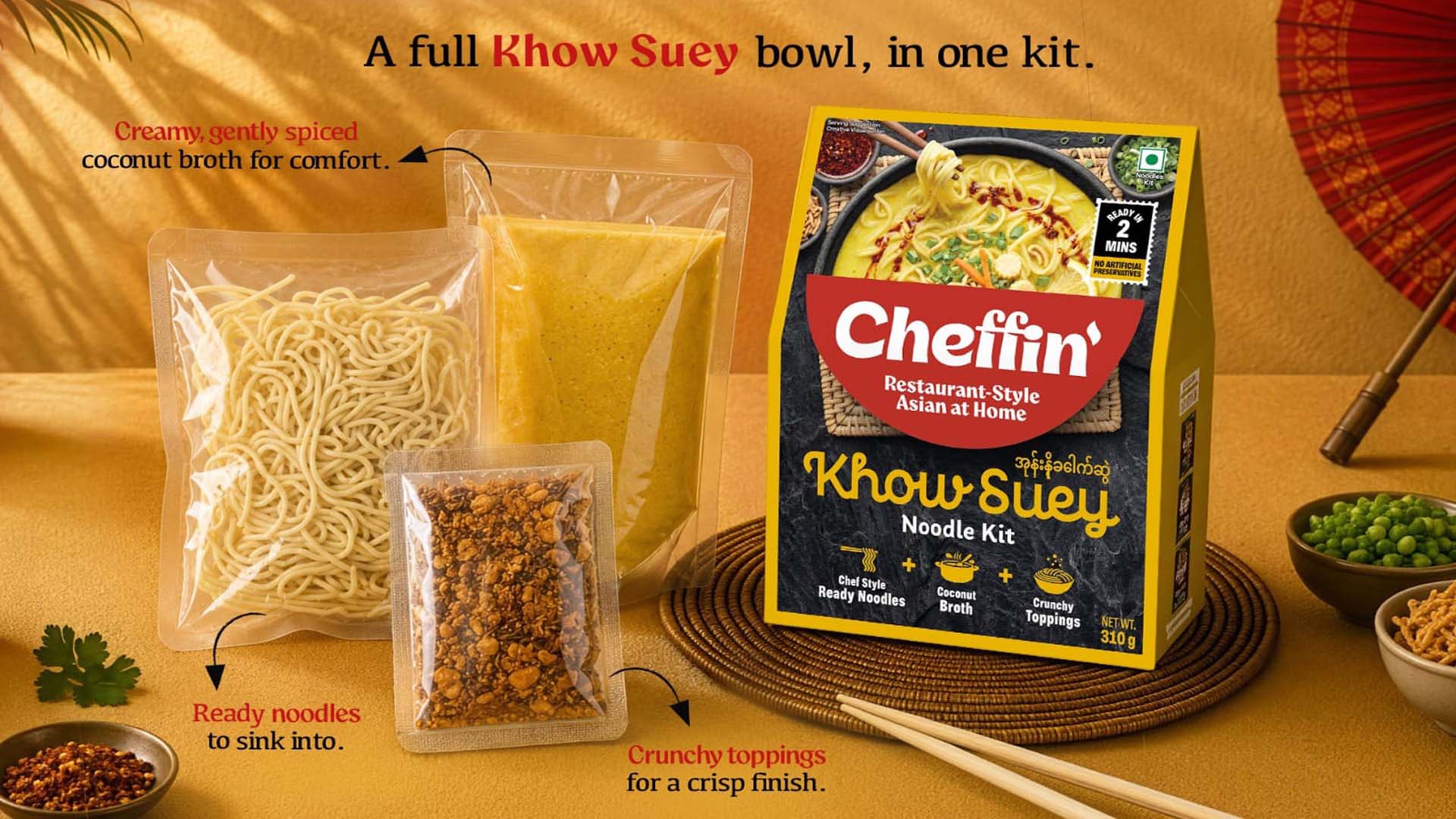 Cheffin Cheffin Khow Suey Flavoured Instant Noodles Kit