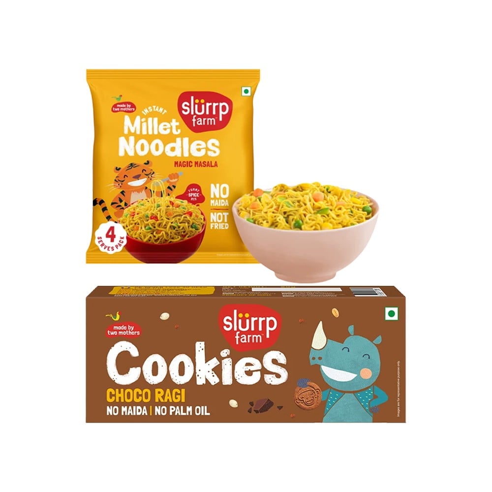 Slurrp Farm Slurrp Farm Choco Ragi Cookies + Magic Masala Millet Instant Noodles Combo