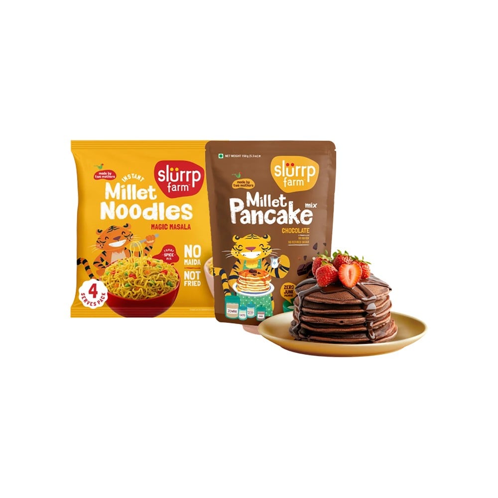 Slurrp Farm Slurrp Farm Chocolate Pancake Mix +  Magic Masala Millet Instant Noodles Combo