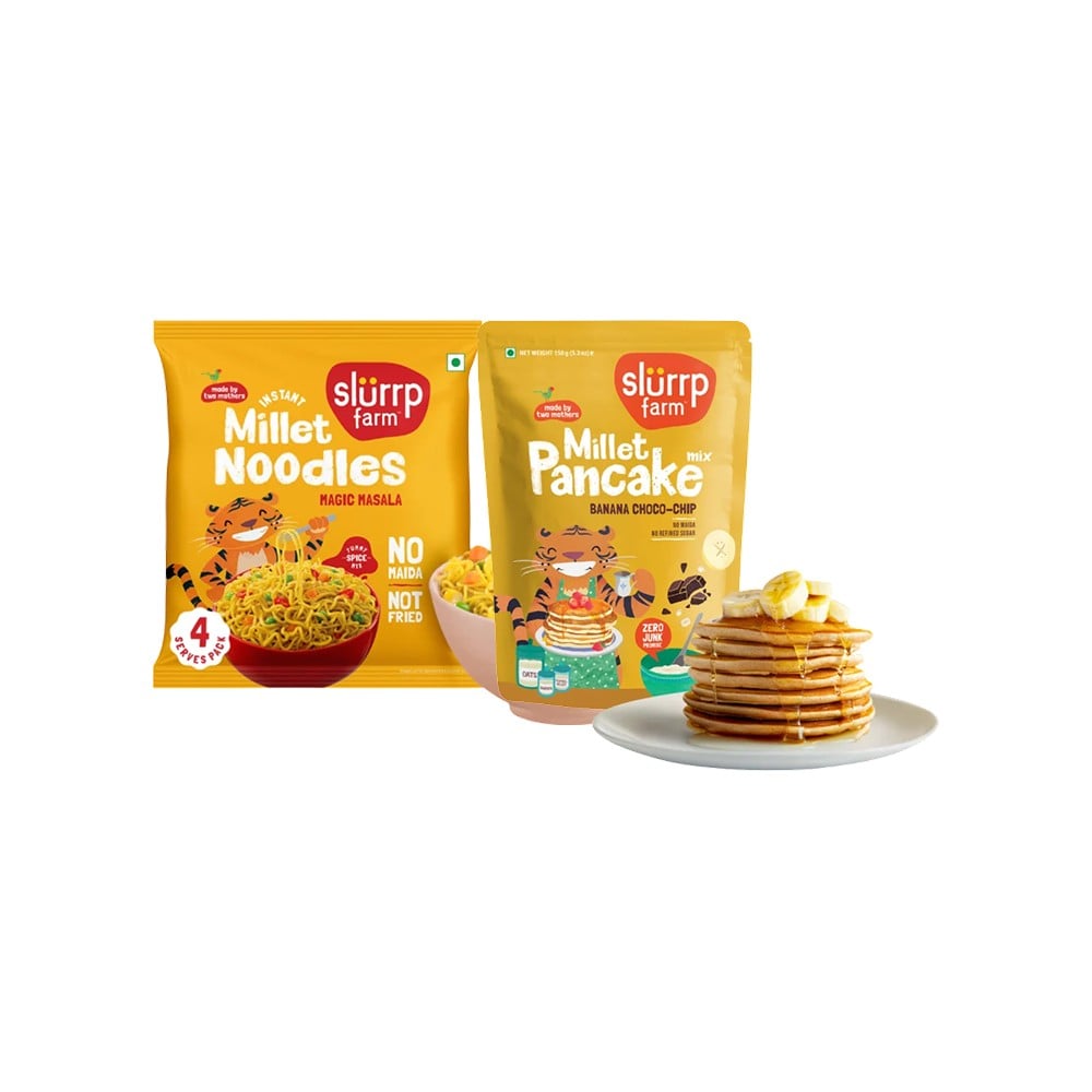 Slurrp Farm Slurrp Farm Banana Chocochip Pancake Mix +  Magic Masala Millet Instant Noodles Combo