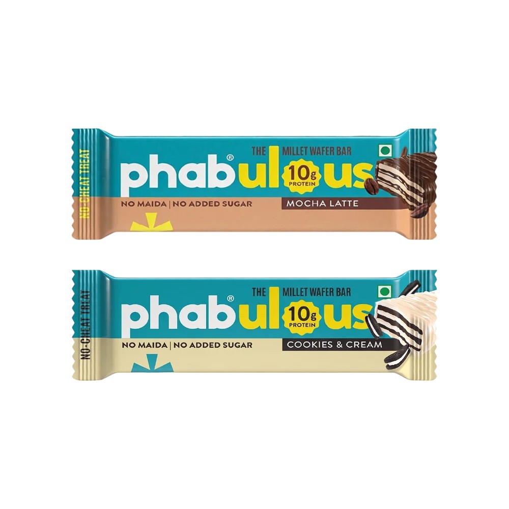 Phab Phab 10g Protein Mocha Latte Millet Wafer Bar +  10g Protein Cookies & Cream Millet Wafer Bar Combo