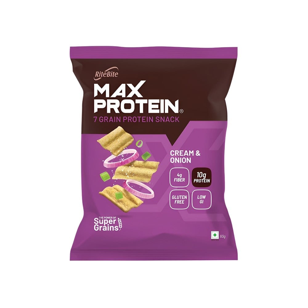 RiteBite RiteBite Max Protein Cream & Onion 10 g Protein Multigrain Chips