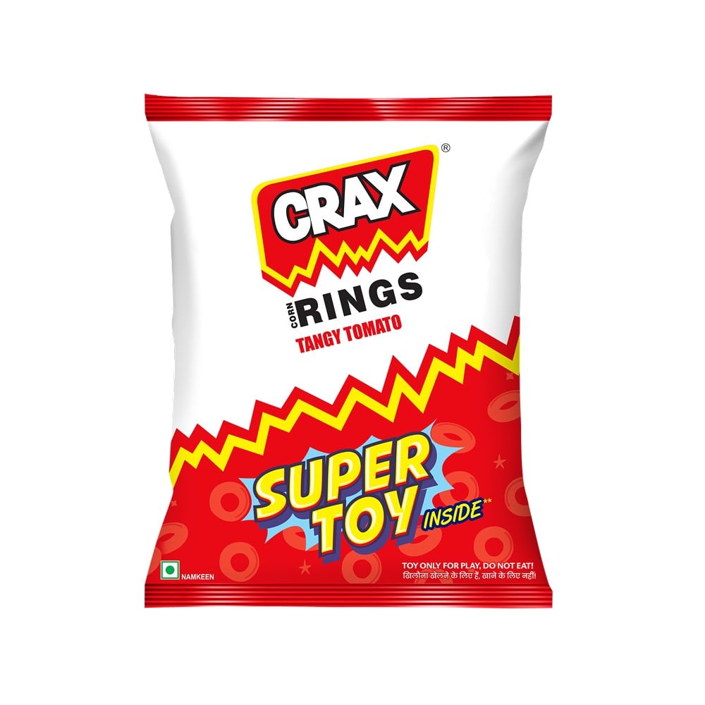 Crax Crax Corn Rings Tangy Tomato Puffs Snacks with Super Toys