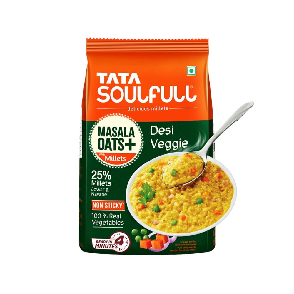 Tata Soulfull Tata Soulfull Desi Veggie Masala Oats With 25% Millets, Non Sticky