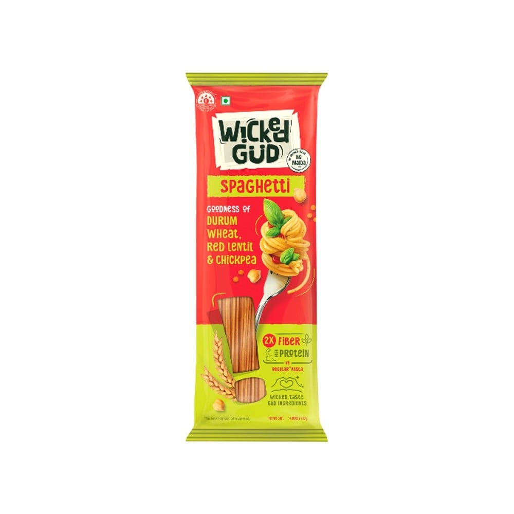 WickedGud WickedGud 2X Fiber Protein Spaghetti Pasta (No Maida, Durum Wheat)