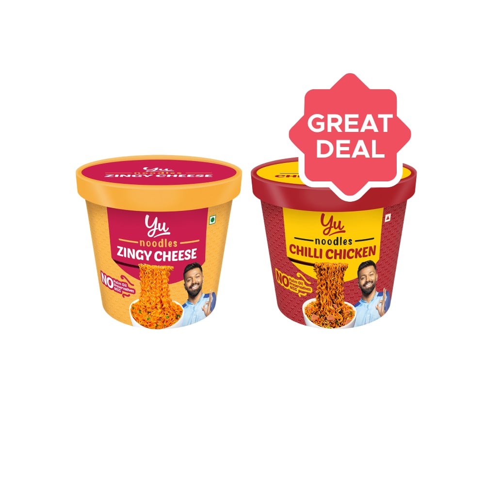 Yu Yu Zingy Cheese Instant Cup Noodles +  Chilli Chicken Instant Cup Noodles Combo