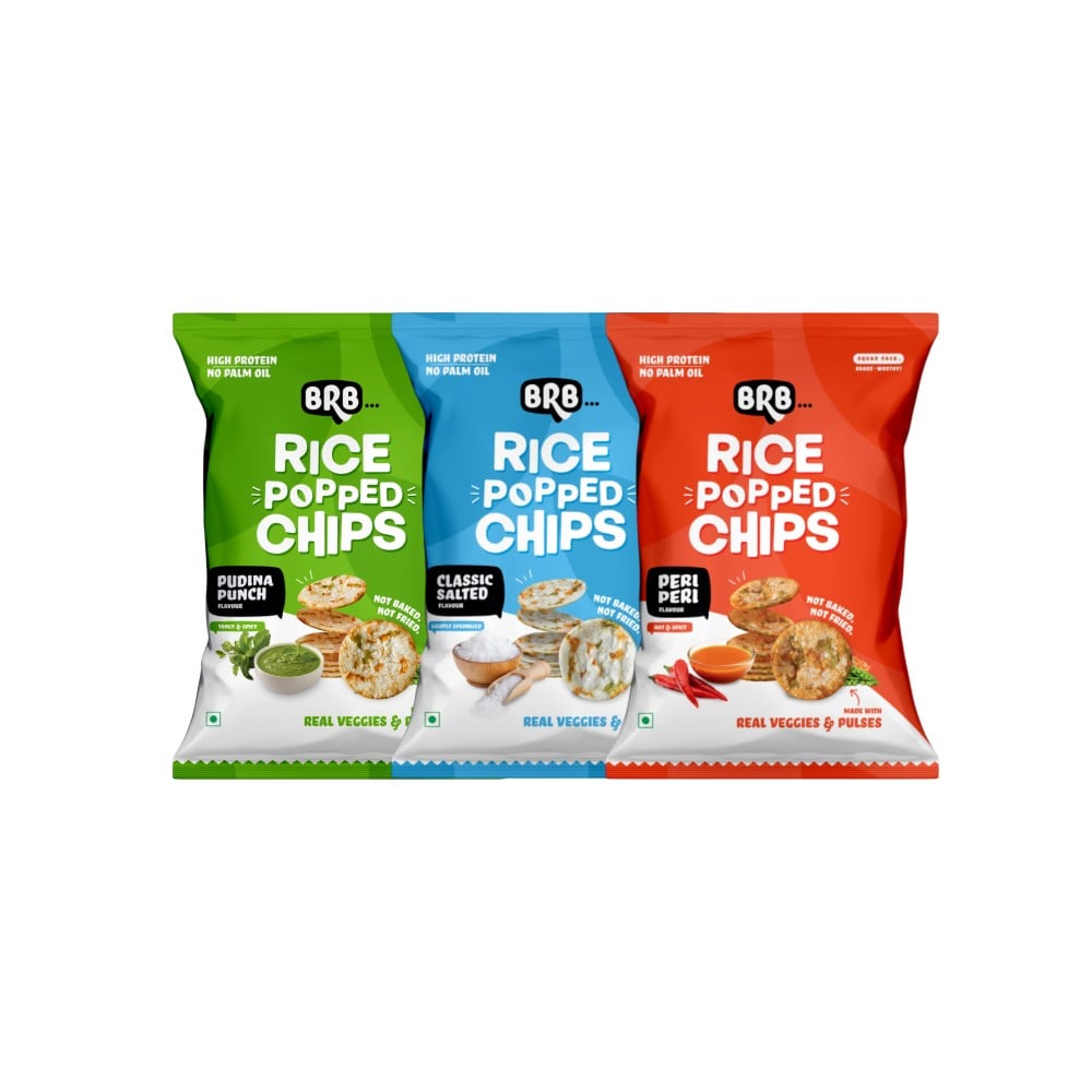 Freshbury BRB Peri Peri Rice Popped Chips + BRB Pudina Punch Rice Popped Chips + BRB Classic Salted Rice Popped Chips Combo