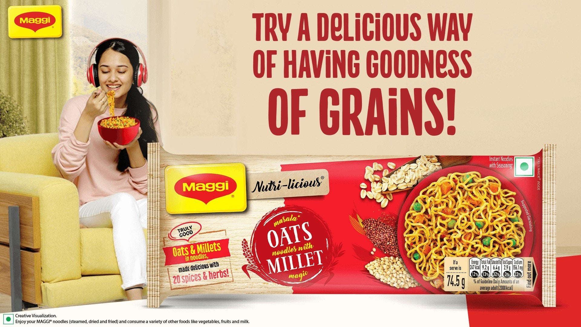 Maggi Nutrilicious MAGGI Nutri-licious Masala Oats & Millet Noodles