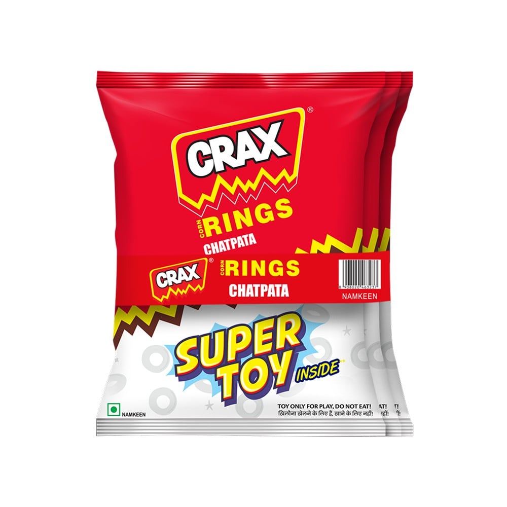 Crax Crax Corn Rings Chatpata Masala Puffs Snacks - with Super Toys - Combo of 3