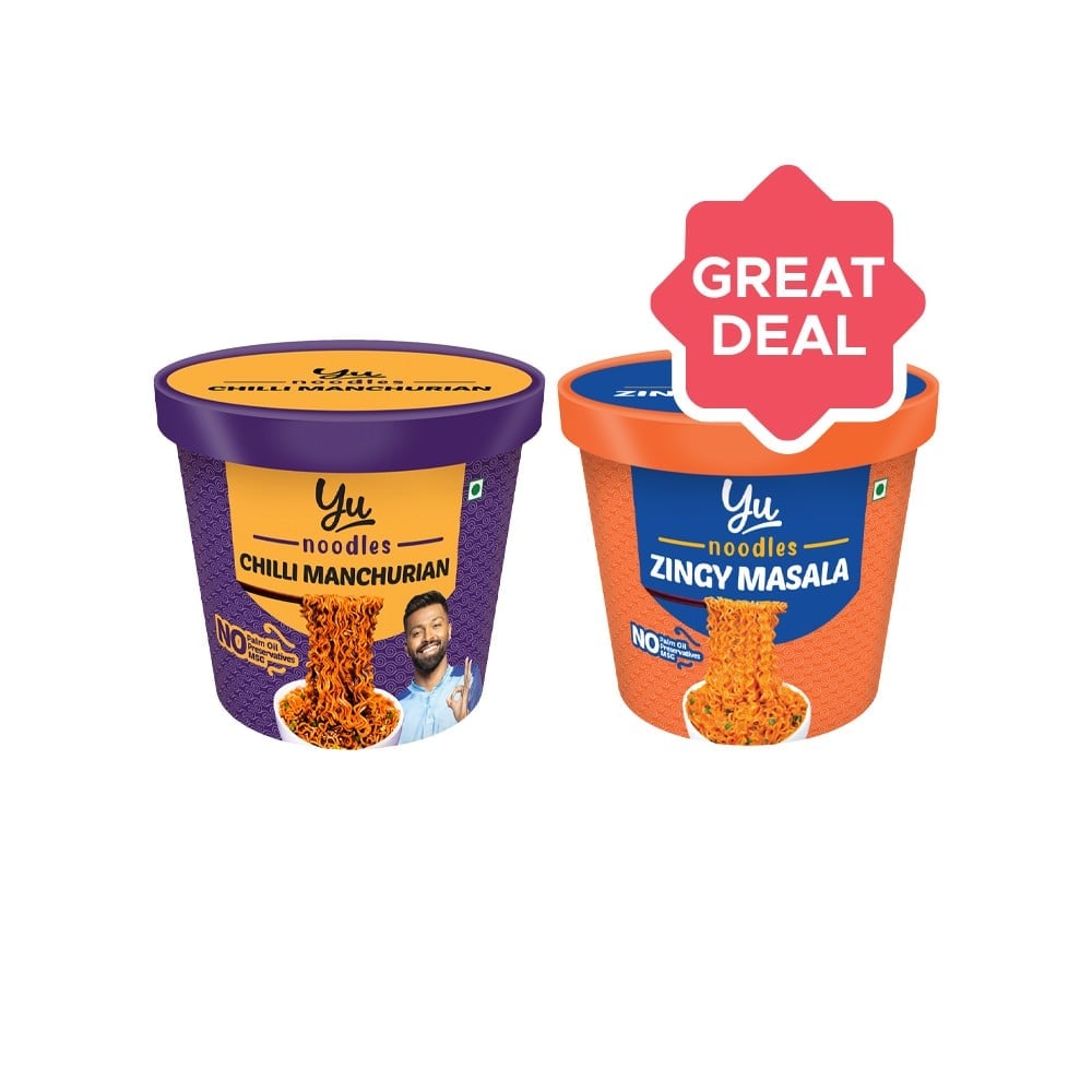 Yu Yu Chilli Manchurian Instant Cup Noodles +  Zingy Masala Cup Noodles Combo