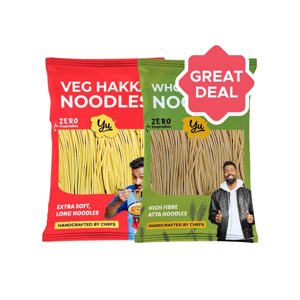 Yu Yu Veg Hakka Noodles - Chowmein Style +  100% Whole Wheat Noodles Combo