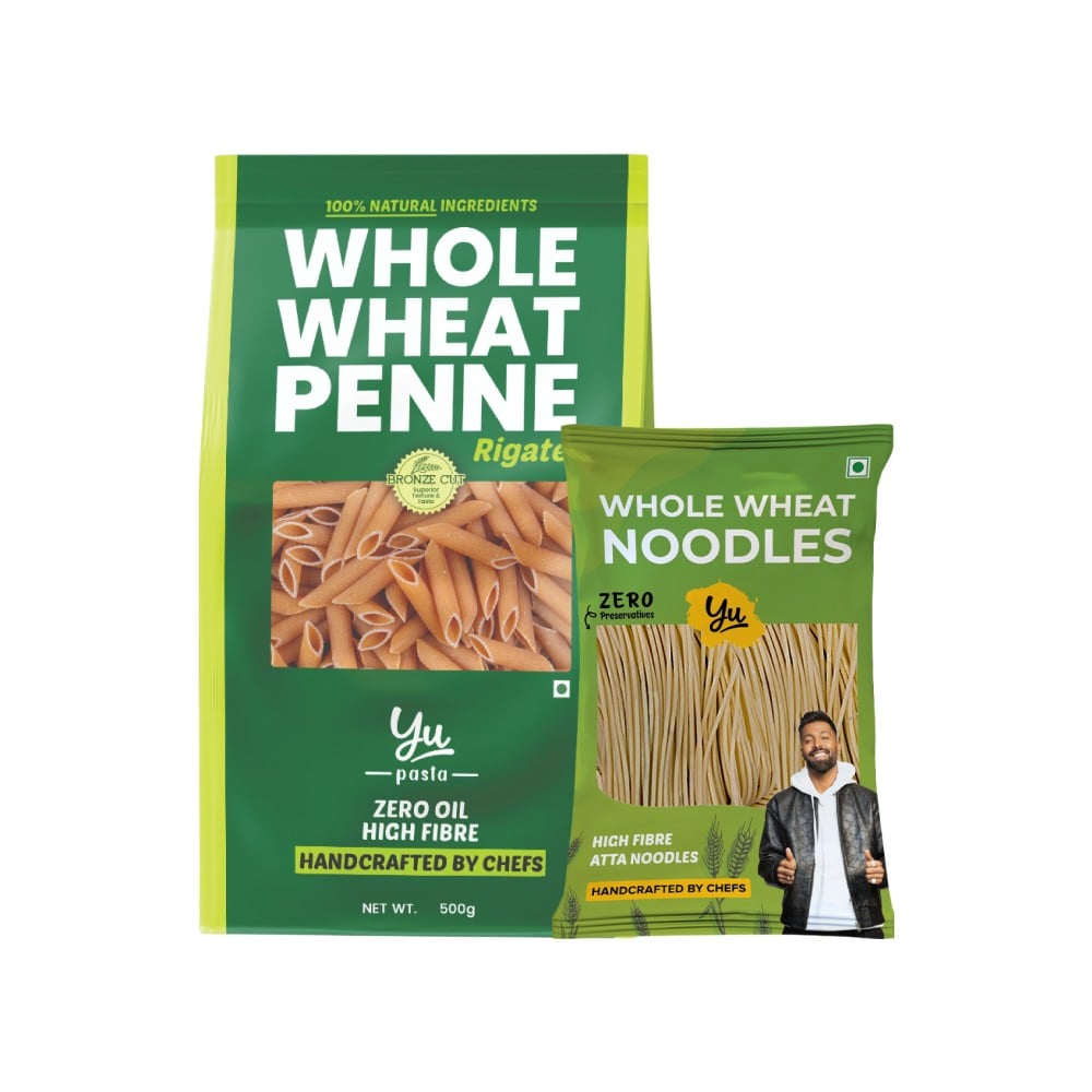 Yu Yu 100% Whole Wheat Noodles + 100% Whole Wheat Penne Pasta Combo