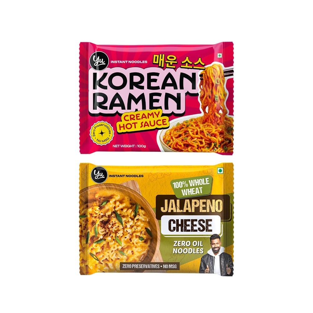 Yu Yu Creamy Hot Sauce Korean Ramen Instant Noodles +  Whole Wheat Instant Noodles Jalapeno Cheese Combo