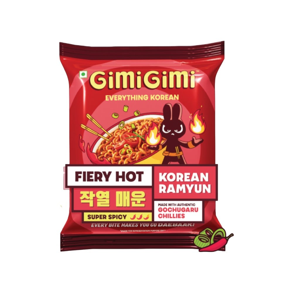 Gimi Gimi Gimi Gimi Fiery Hot - Veg Korean Ramen Noodles