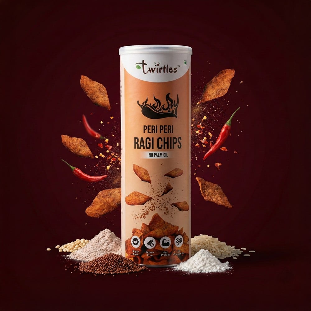 Twirtles Twirtles Peri Peri Ragi Chips