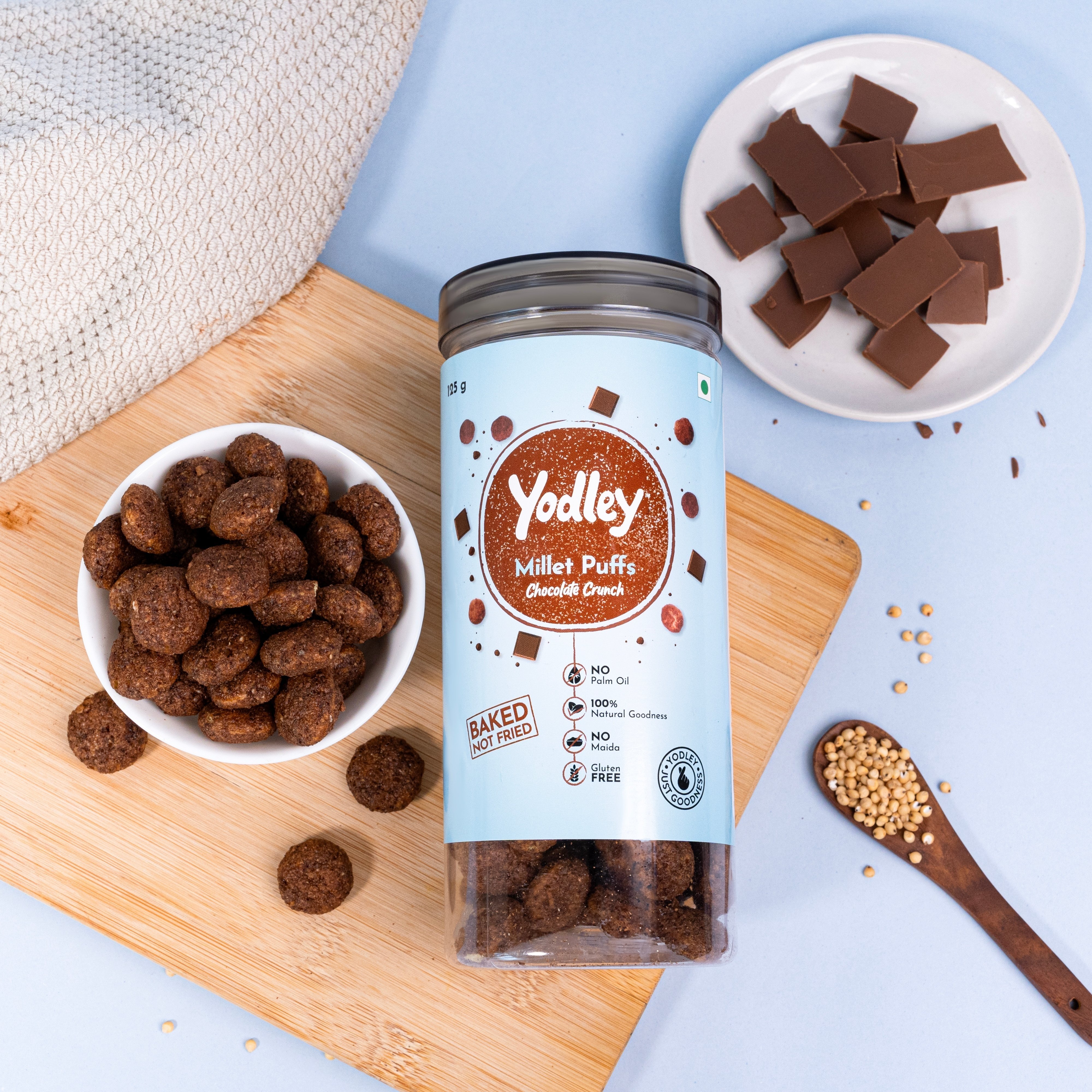 Yodley Yodley Millet Puffs Chocolate Crunch Snack