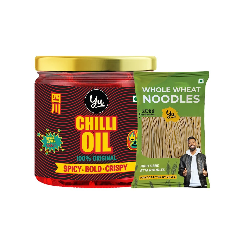 Yu Yu Original Chilli Oil - Crispy & Bold + Whole Wheat Noodles Combo