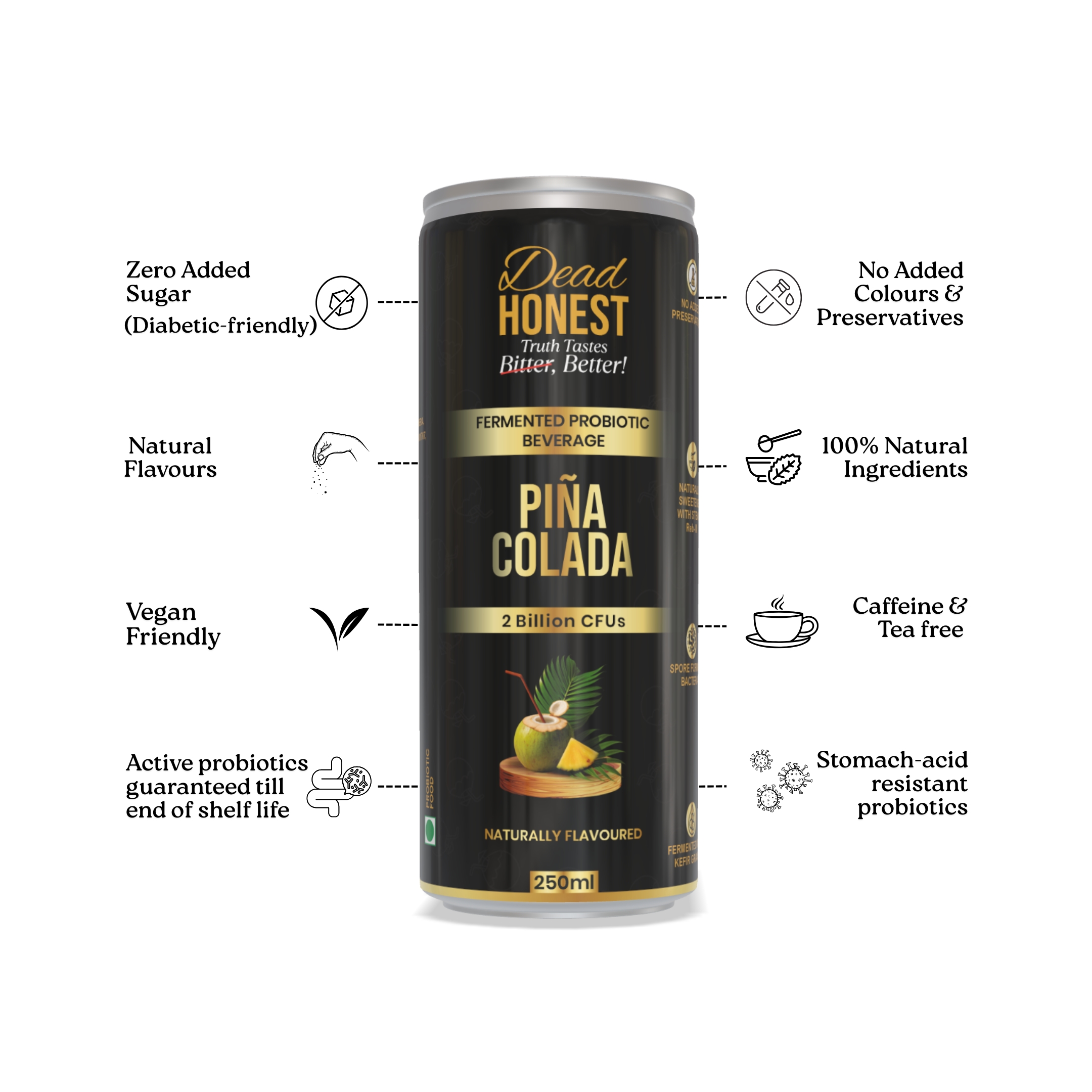 Dead Honest DEAD HONEST Fermented Probiotic Drink - Pina Colada