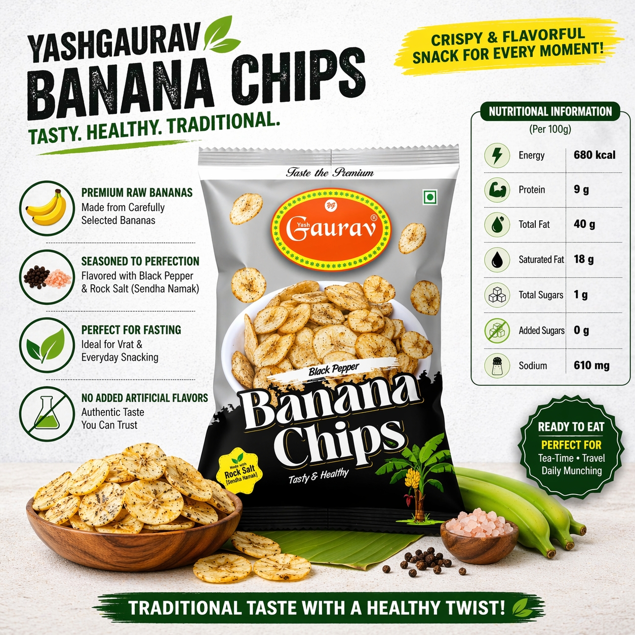 Yashgaurav Yashgaurav Black Pepper Banana Chips