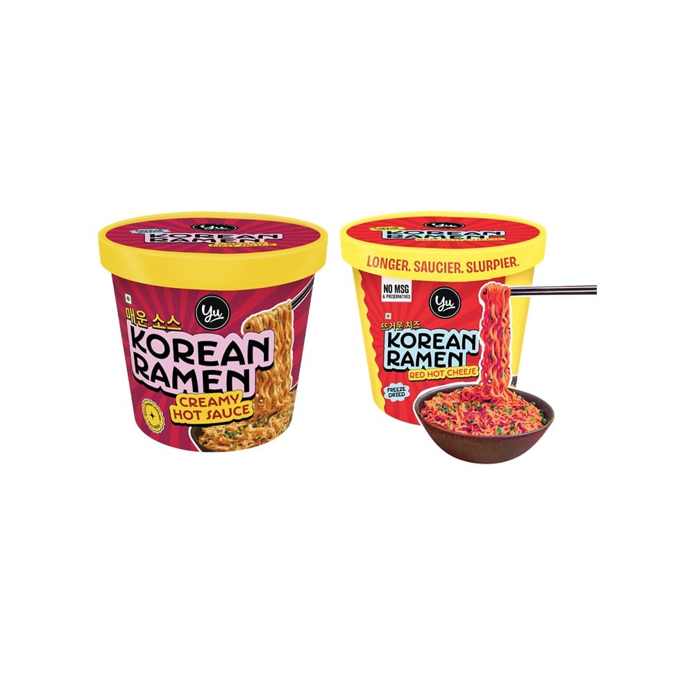 Yu Yu Creamy Hot Sauce Korean Ramen Cup Noodles + Red Hot Cheese Korean Cup Noodles Combo